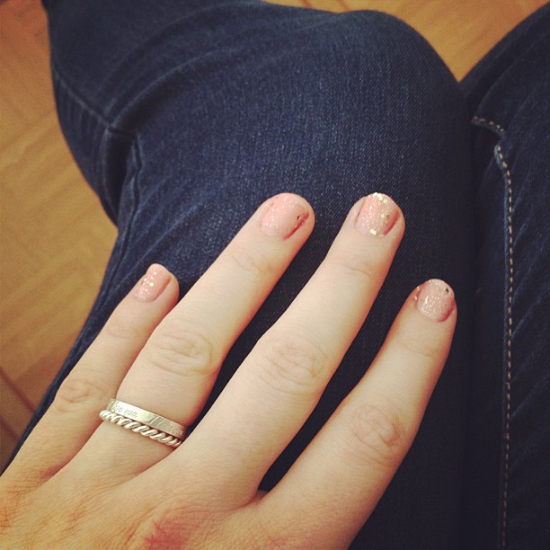 Pink and glitter nails for my birthday