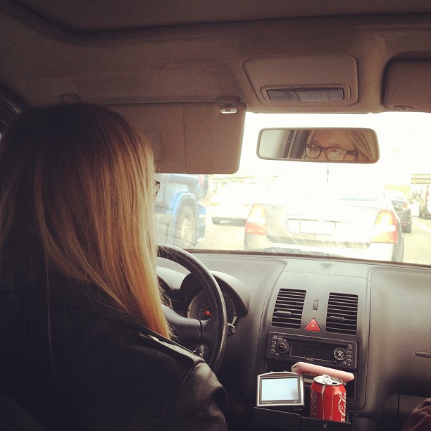 Stuck in traffic on our way to Antwerp!