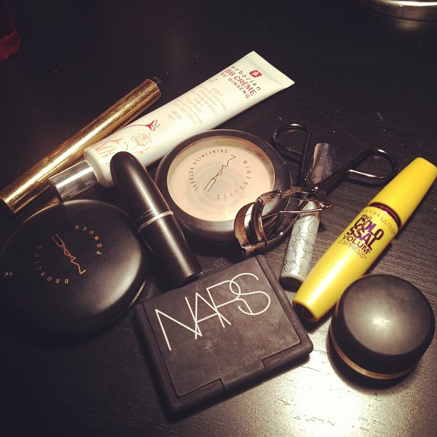 On my face today! #nars #mac #maybelline #clinique