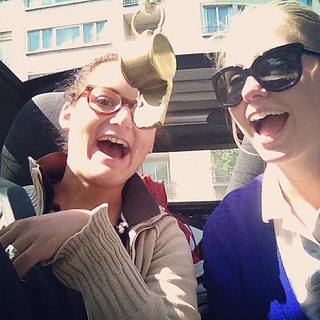 Aurore and I in her smart with our two golf packs #challengeaccepted